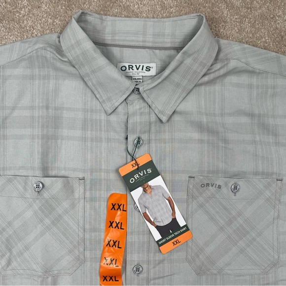Orvis Classic Collection Shirt XXL Gray Plaid Button Up Short Sleeve Outdoor Men - Picture 3 of 14